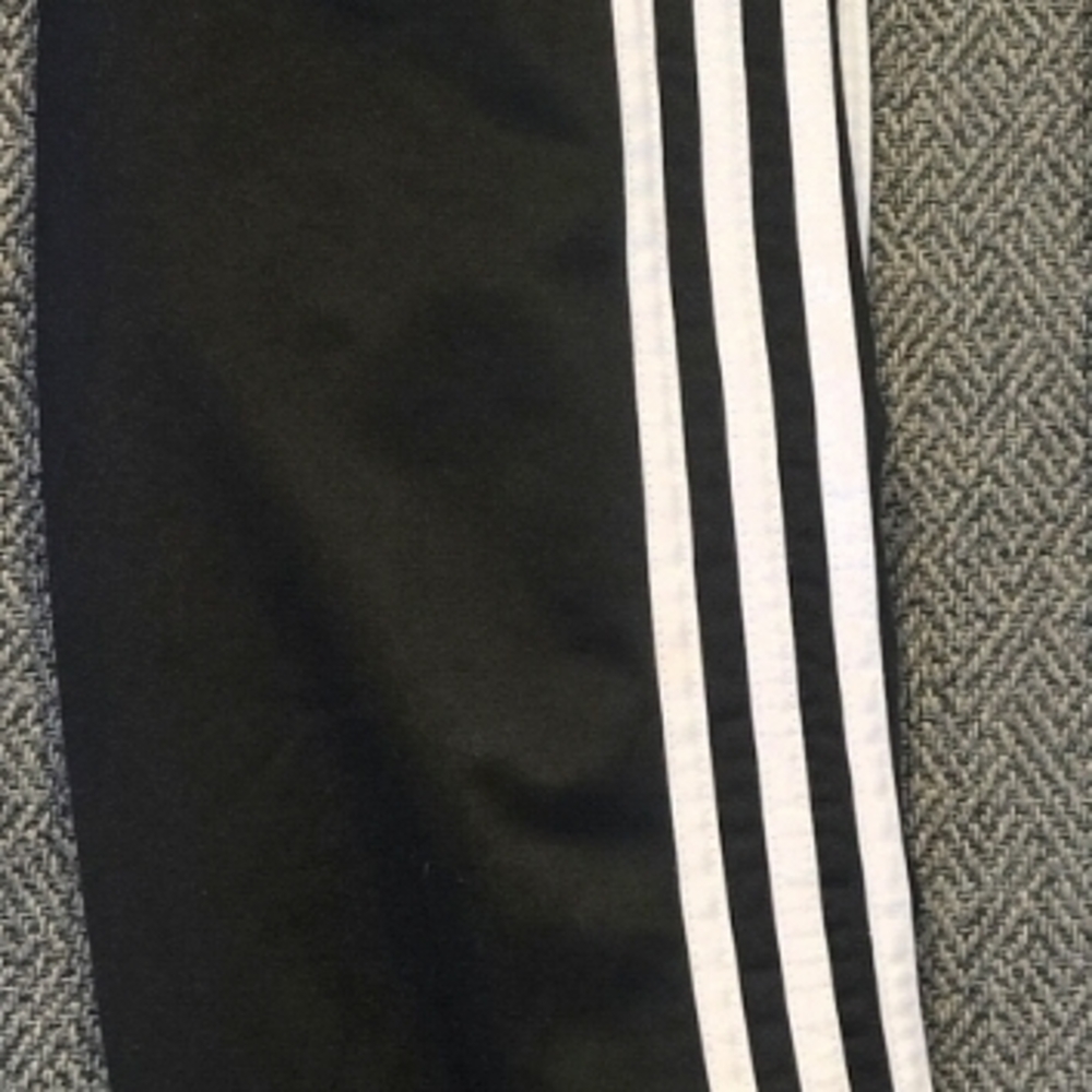 Adidas Kids Black Joggers with White Stripes